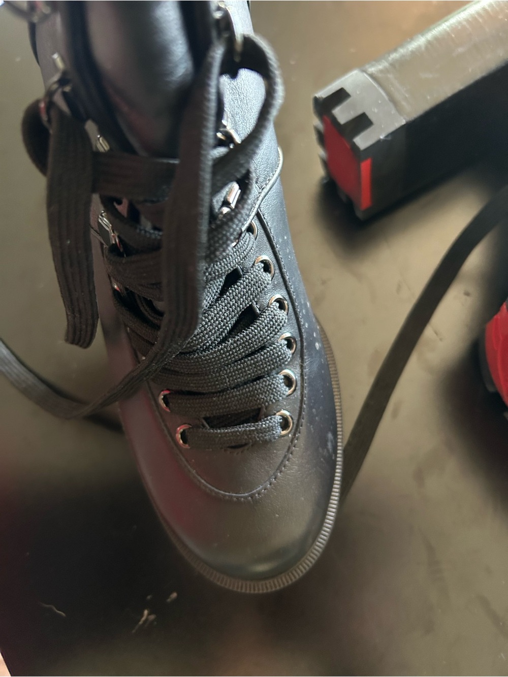 Christian Louboutin Macadamia 100 Buckled Leather Black Lace-Up Ankle Boots 41 - Picture 9 of 12